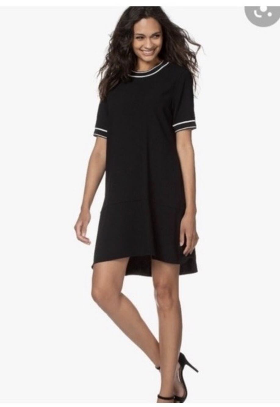 Rag & Bone Thatch dress Size Large A Line Crew Neck Strech Mini Black White CC